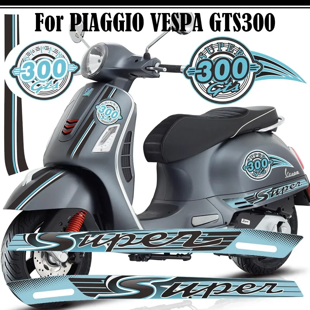 Stickers For PIAGGIO VESPA GTS 300 GTS300 Sport Super Emblem Reflective Blue Color Motorcycle Body Shell Decal Fits