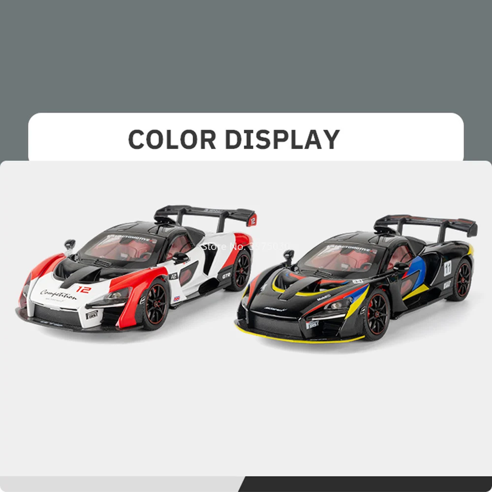 1:24 สเกลเซนน่ารุ่นรถของเล่นอัลลอยด์ไดคาสพร้อมดึงกลับโมเดลจิ๋วเพลงเบาสำหรับของขวัญวันเกิดเด็ก