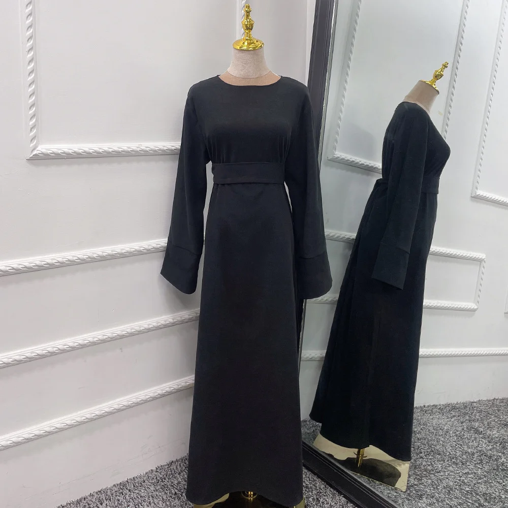 Ramadan Abaya Frauen Muslim bescheiden lässig lange Maxi kleid Truthahn arabische Kaftan Eid Islam Party Tunika Kleid Gürtel weibliche Jalabiya Robe