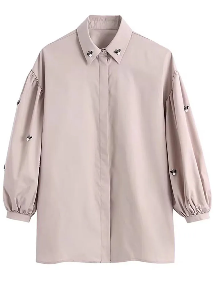 أزياء فانوس كم المرأة قميص بلون واحدة الصدر كل مباراة معطف الخريف بسيط عارضة التنقل قمم