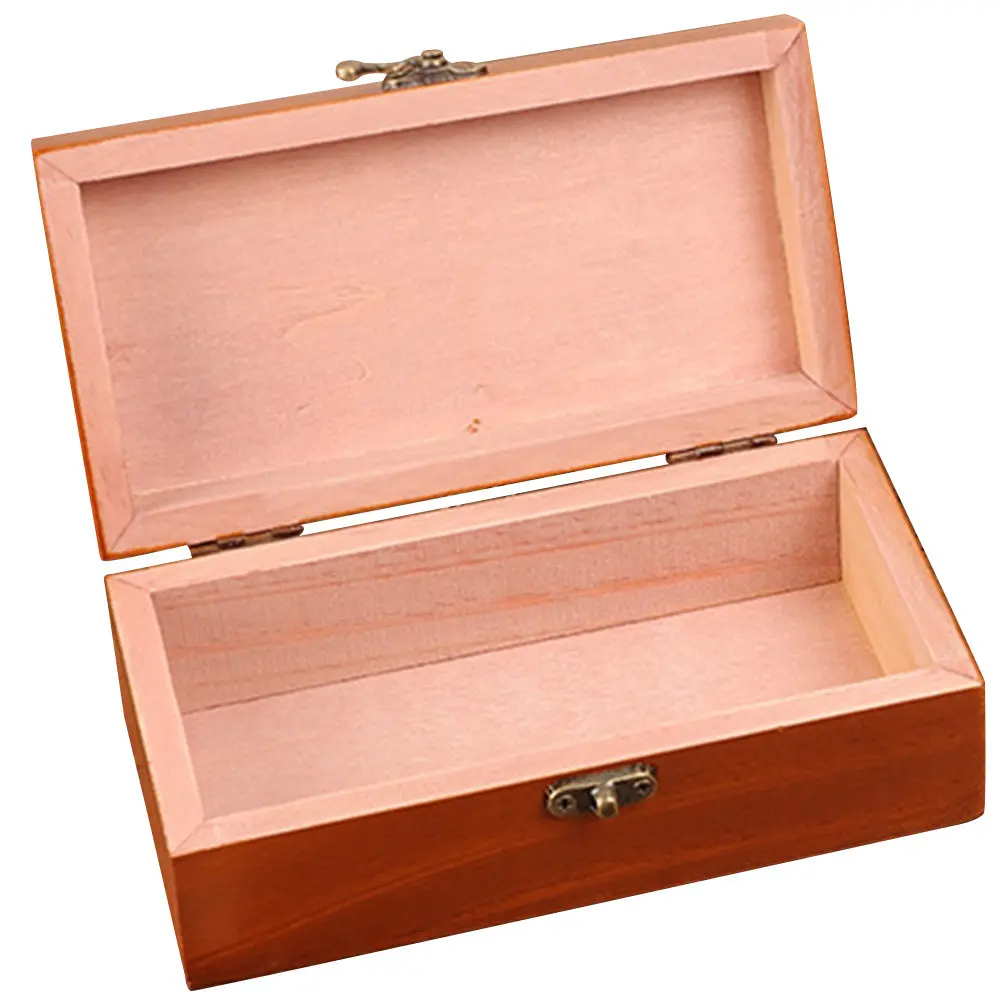 

Vintage Wooden Jewelry Storage Box with Lid for Earrings Necklaces Rings Trinkets Keepsakes Organizer Home Bedroom Display Case