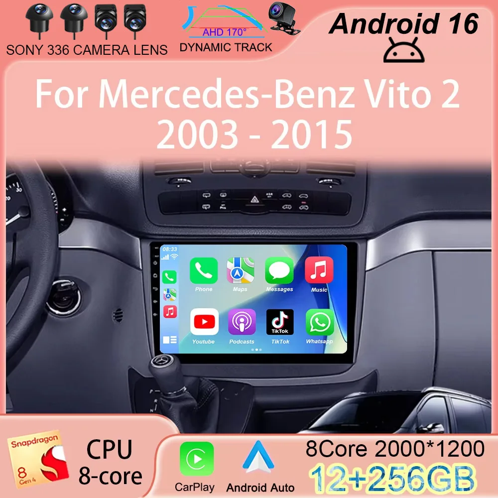 

Автомагнитола Android 16 для Mercedes-Benz Vito 2 Viano 2 W639 2003-2015, мультимедийный видеоплеер, навигация, GPS-стереосистема