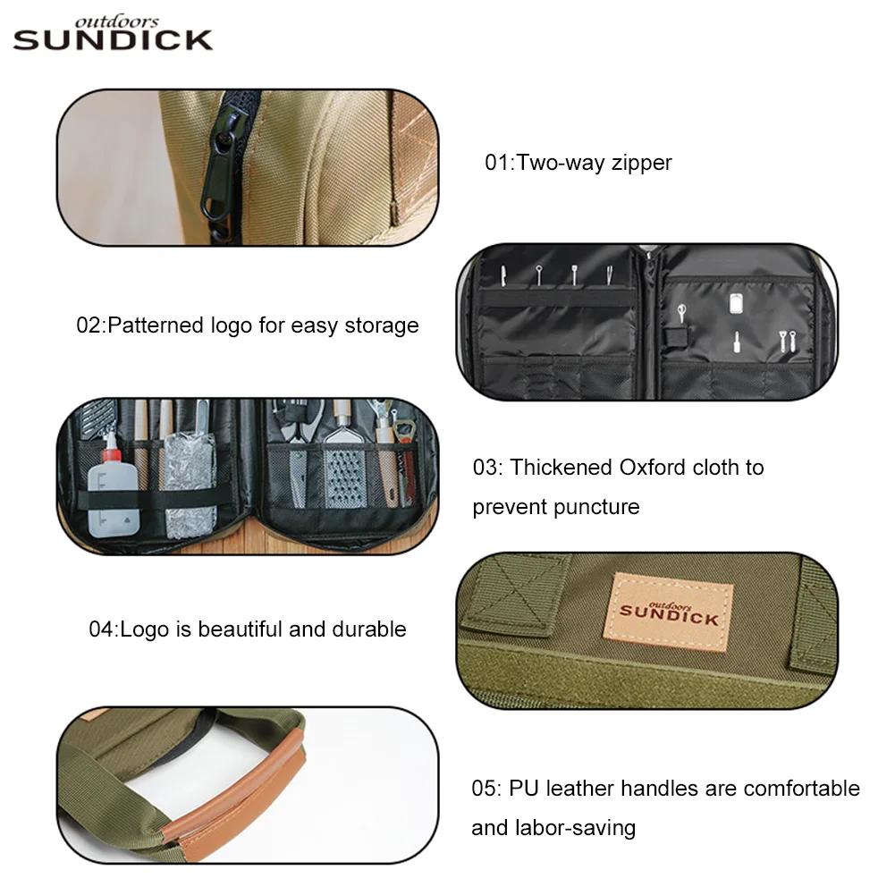 مجموعة أدوات الطبخ منظم السفر المحمول للتخييم والسفر حقيبة تنظيم أواني الطبخ لملعقة شوكة السكين للشواء والتخييم والسفر #6