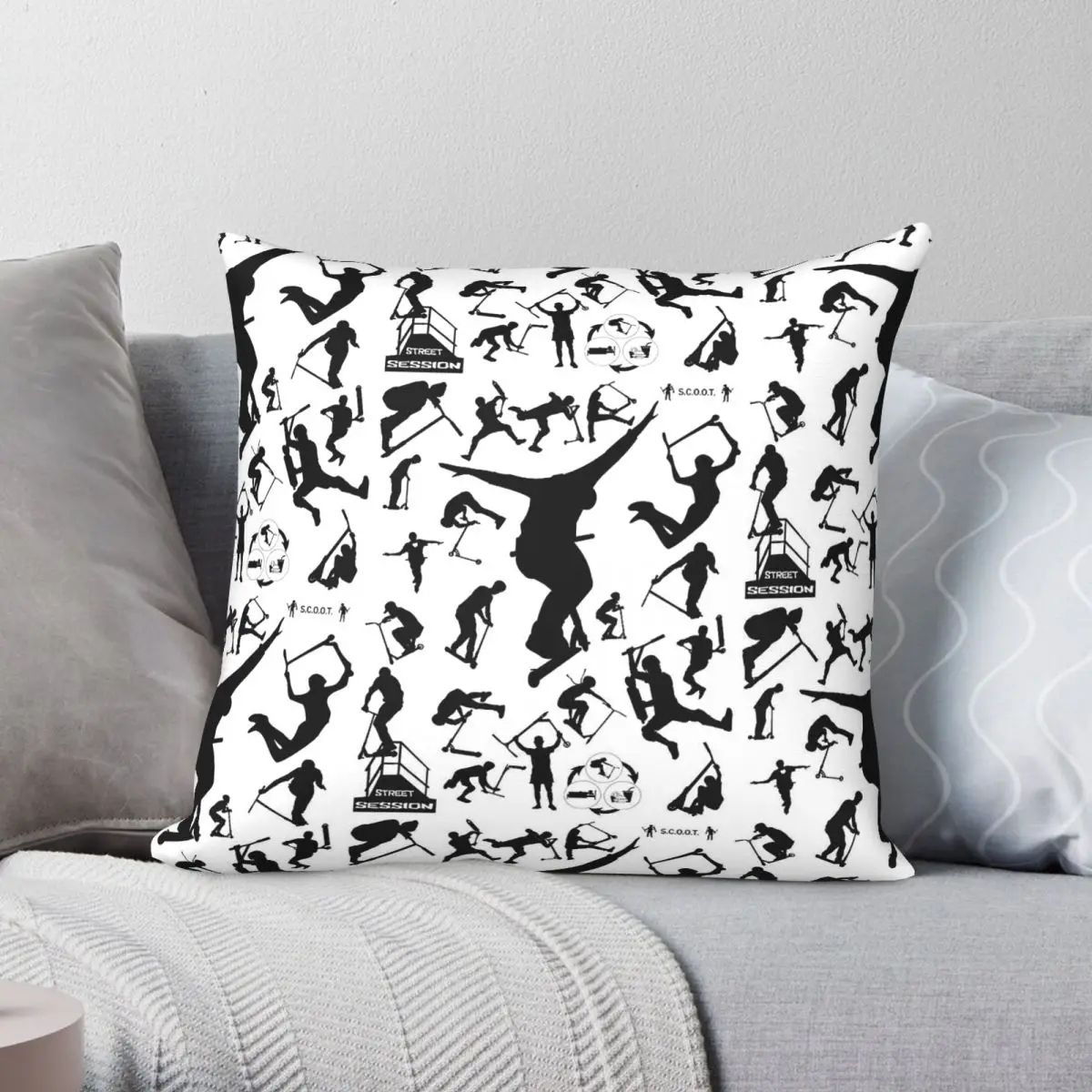 Stunt Scooter Freestyle Pillowcase Polyester Linen Velvet Creative Zip Decorative Home Cushion Cover 45x45