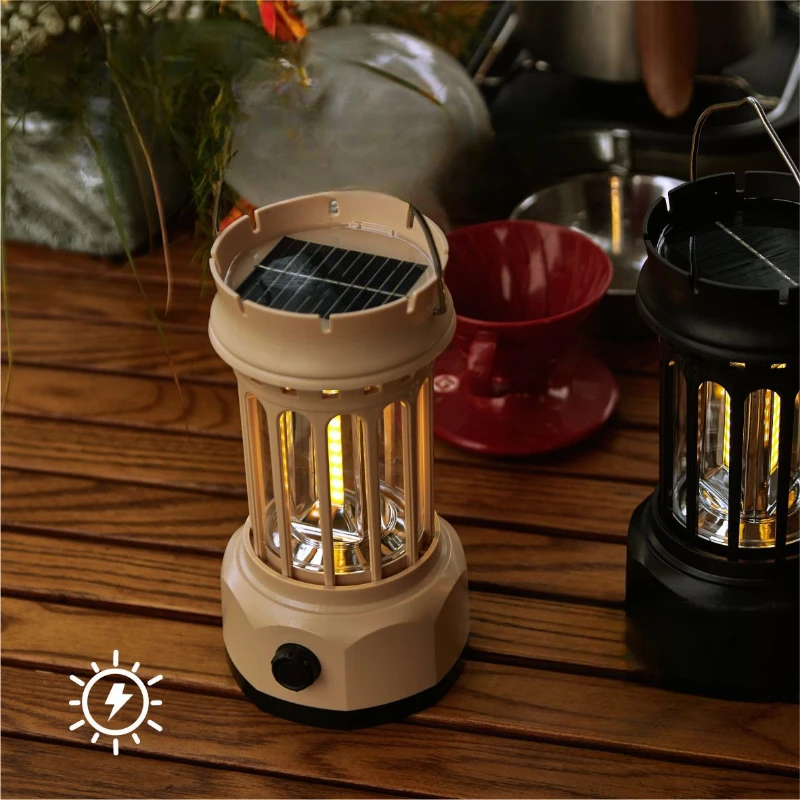 

New Solar Camping Lamp Outdoor Camping Lamp Retro Atmosphere Tent Lamp Camp COB Lighting Portable Lamps