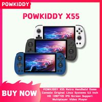 POWKIDDY X55 Retro Handheld Game Console Original Linux Systems 5.5 Inch HD 1280*720 IPS Screen Support Multiplayer Video Player