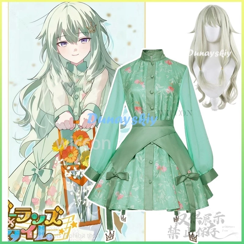 Anime Game Project Sekai 4th Cosplay Kusanagi Nene Costume Cute Dress Lolita Kawaii Wig PJSK For Girl Woman Halloween Customized