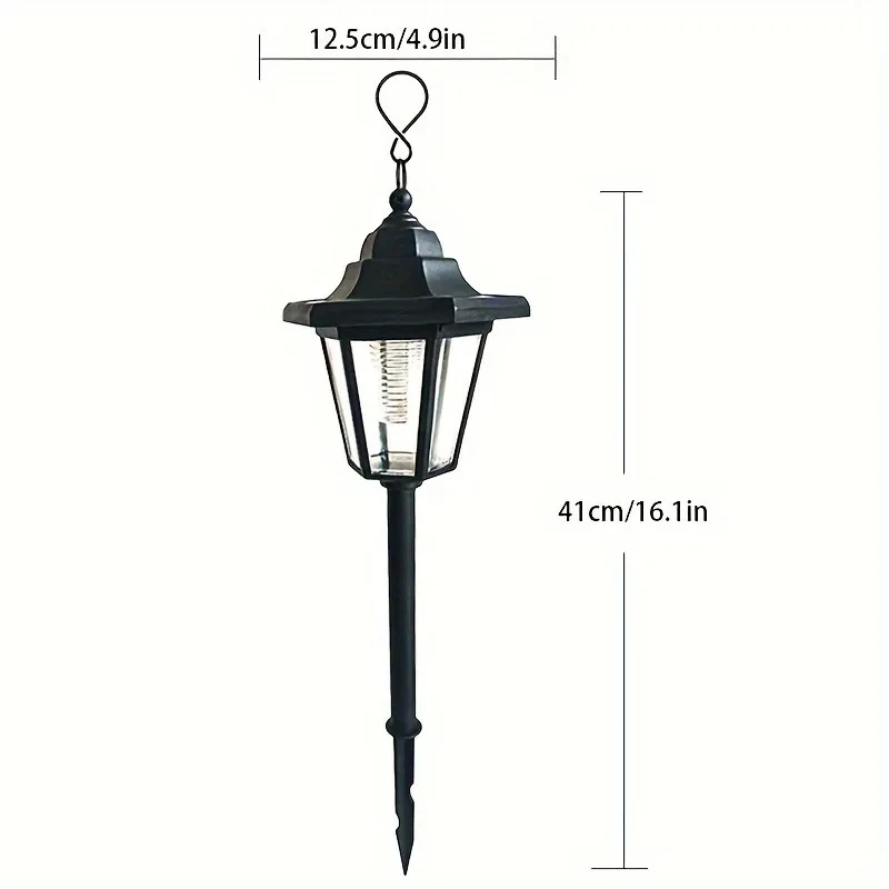 2-Pack Vintage Hexagon LED Solar Lights, Outdoor Pathway Garden Yard Decor, Plastic Material image 2