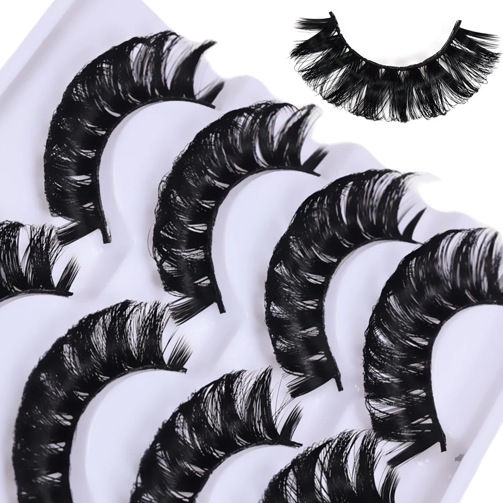 8 زوج/2 حزمة الروسية قطاع جلدة رقيق المنك جلدة ثلاثية الأبعاد الرموش الصناعية DD حليقة الرموش وهمية أدوات ماكياج #2