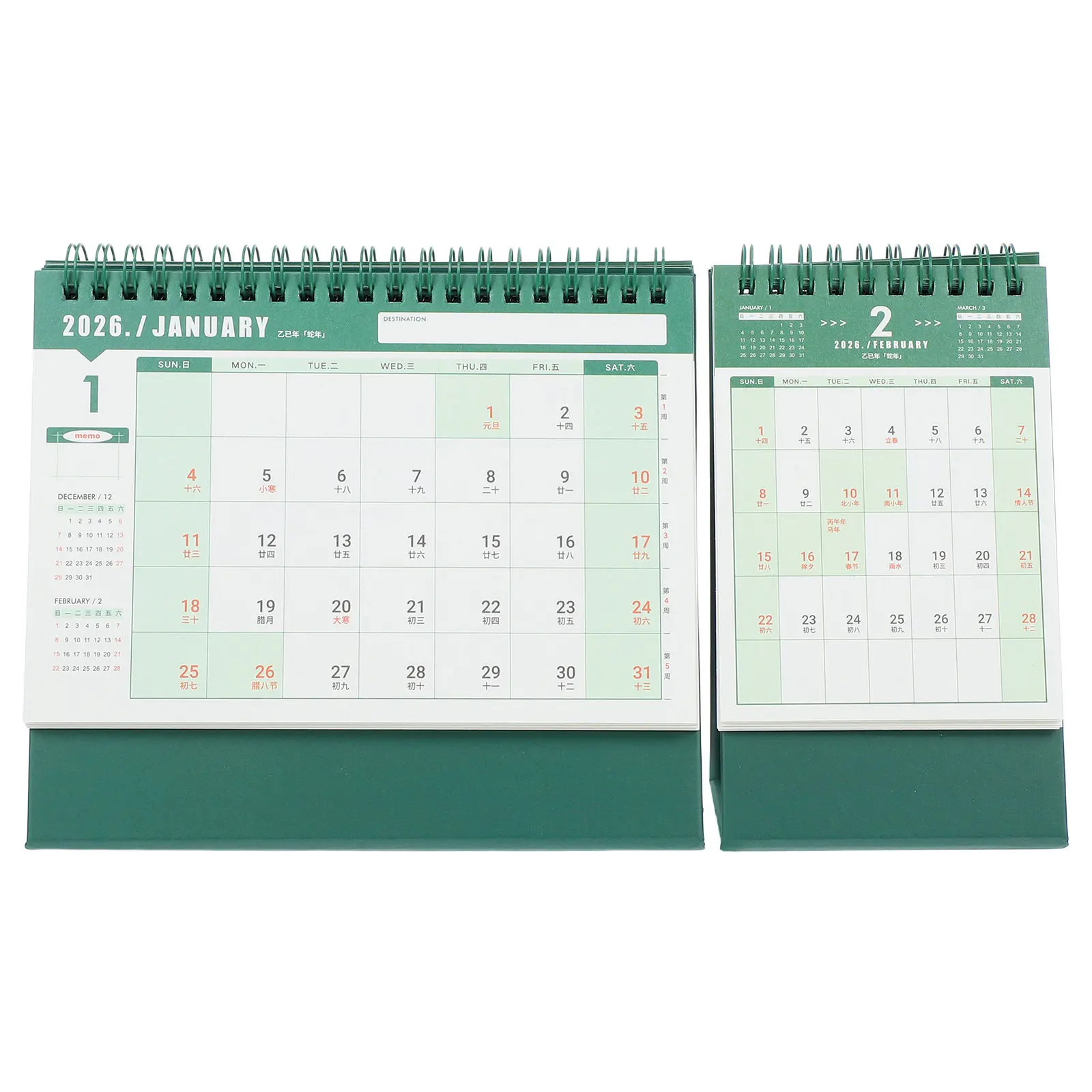 

2Pcs Vintage Minimalist Desk Calendar 2026 Standing Flip Daily Planner Thick Paper Ink-Resistant Office Home Study Space Desktop