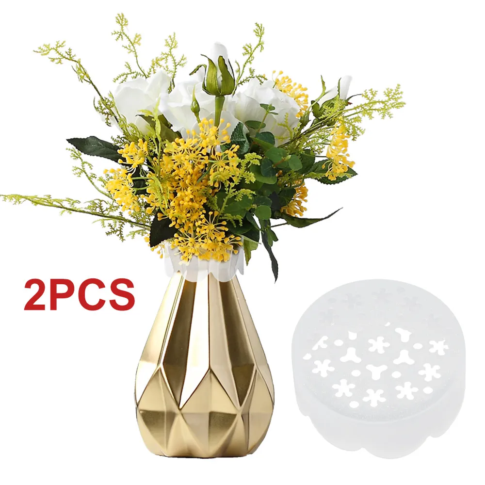 2Pcs Waterproof Silicone Blossom Grid Reusable Stretchable Flexible Floral Stem Holder Silicone Semi Transparent