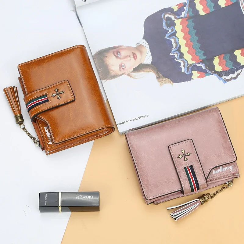 Bifold korte olie wax kaart portemonnee damesmode hoge kwaliteit portemonnees stijlvolle kaarthouder portemonnee dames vintage lederen portefeuilles