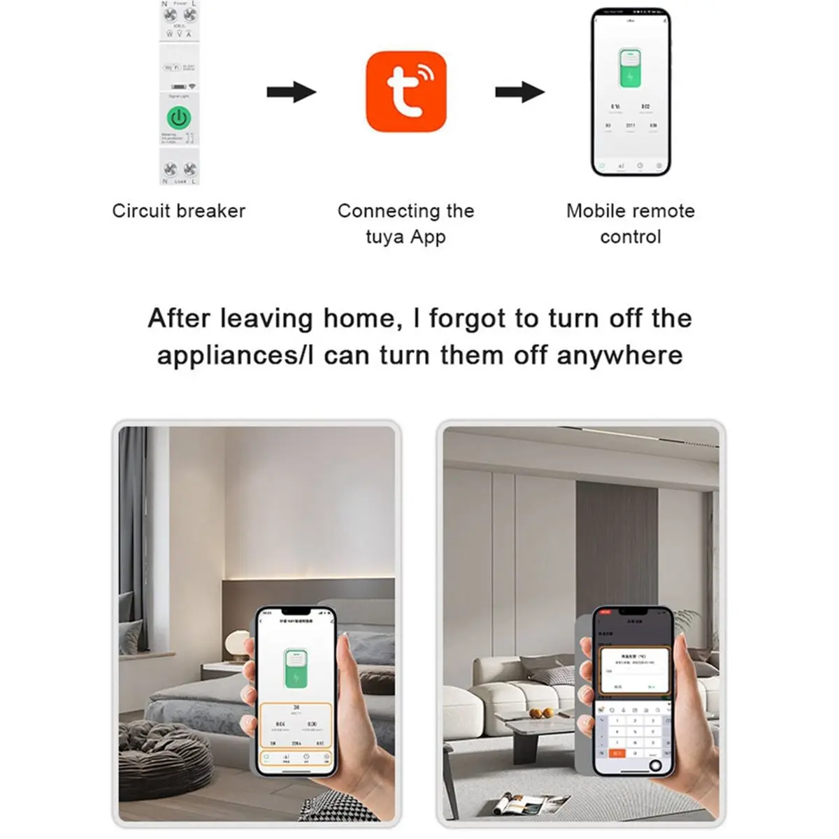 salego WIFI Smart Circuit Breaker 1P+N over-Voltage/Current Protector Under Voltage Protection Remote Control Switch 63T Orange
