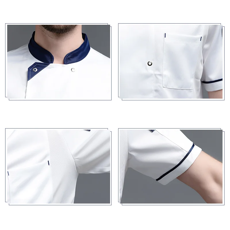 ผู้ชายแจ็คเก็ตฤดูร้อน Cook Uniform โรงแรมคุณภาพสูงทำอาหารเสื้อห้องครัวเสื้อผ้า Cafe Catering Workwear ผ้ากันเปื้อน ชุดทำงาน  เสื้อเชฟ เสื้อผ้าเชฟผู้หญิง ชุดทำงานจัดเลี้ยง เสื้อผ้าบริกรร้านอาหาร