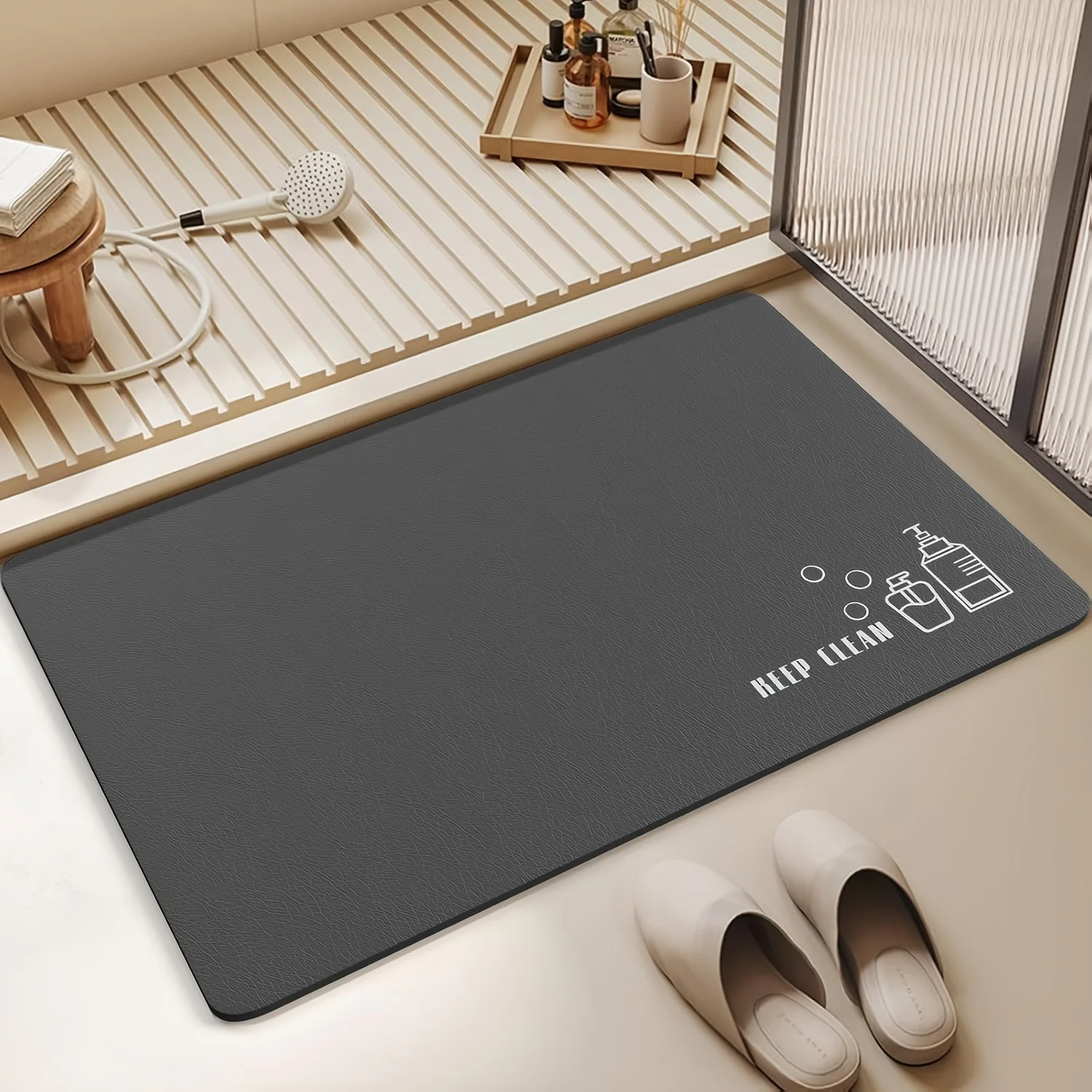 1pc Marine Diatomite Bathroom Mat, Suitable for Bathrooms, with Backing for Non-Slip, Quick-Drying, And Soft Diatomite Carpet, Used As Absorbent Mat for Shower
