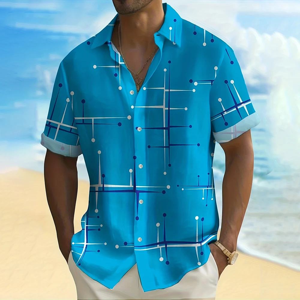 

Men'S Simple Shirt Summer Outdoor Casual Short Sleeve Top Hawaii Vacation Fashion Shirt Men'S Plus-Size Lapel Button Down Shirt