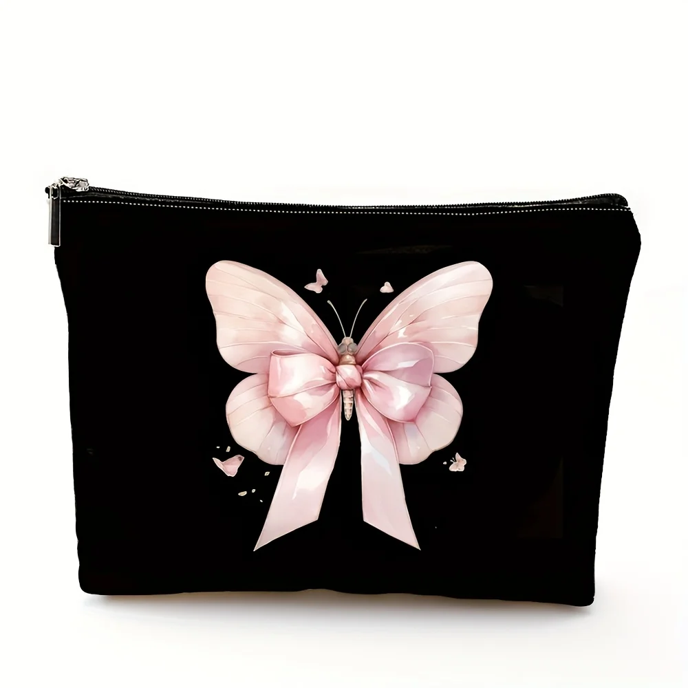 Trousse de maquillage à motifs d'arc APink - pochette multifonctionnelle à fermeture éclair, sac de rangement de bijoux, petit sac de rangement à fermeture éclair de voyage parfait.