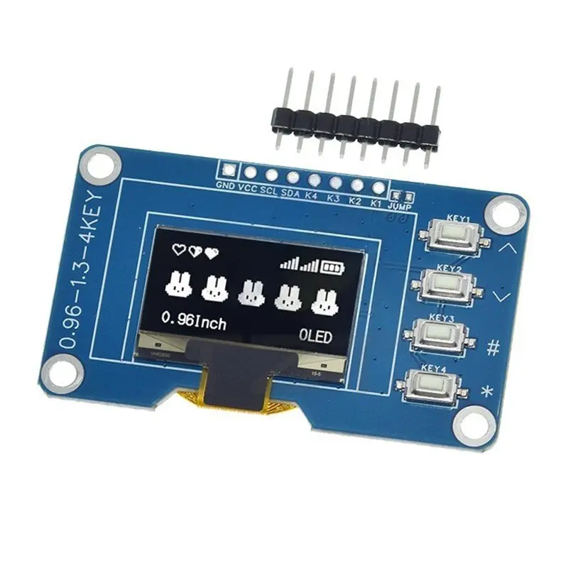 

JABS-0.96 /1.3 Inch OLED Display SSD1106 White With 4 X 4 Keyboard Button Display Module Screen Module