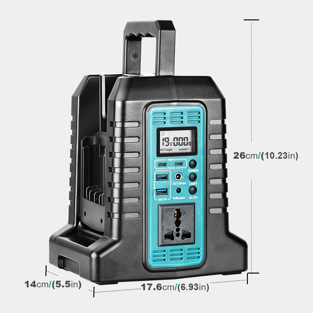 350W Pure Sine Wave Power Inverter for Bosch 18V Battery Portable DC to AC Converter with 2 USB-A 2 Type-C LED Light (Tool Only)
