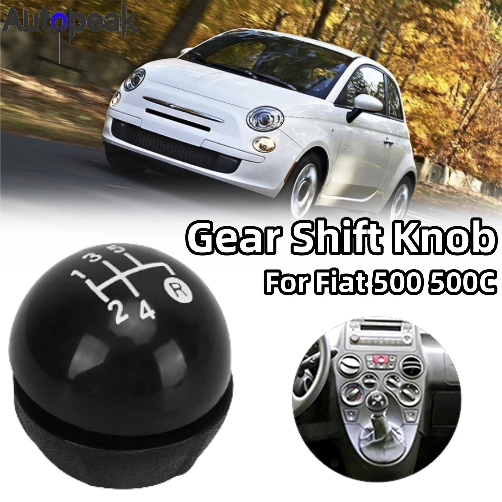 

Gear Stick Shift Knob 5 Speed Gear Shift Handle For Fiat 500 500C 2007-2018 Black Faux Leather Manual Shiftknob Arm