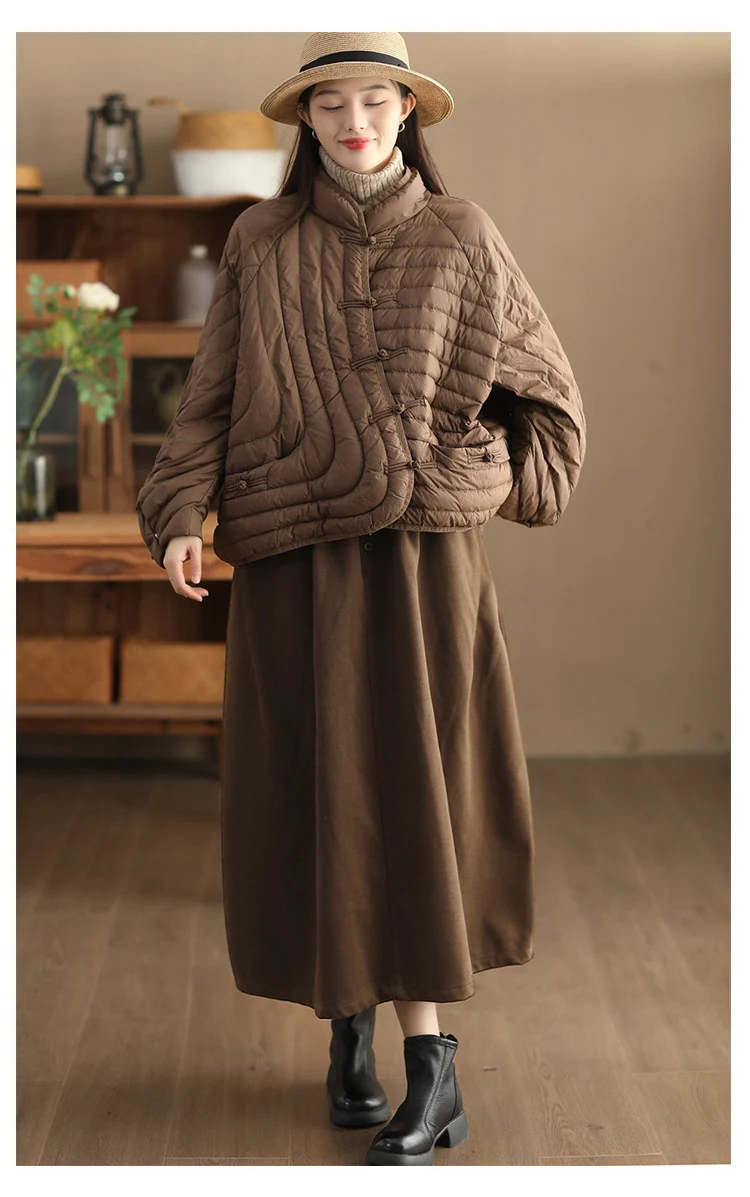 Schinteon Women Ultralight White Duck Down Jacket Over Size Loose Casual Autumn Winter Outwear Vintage Coat 2026 New
