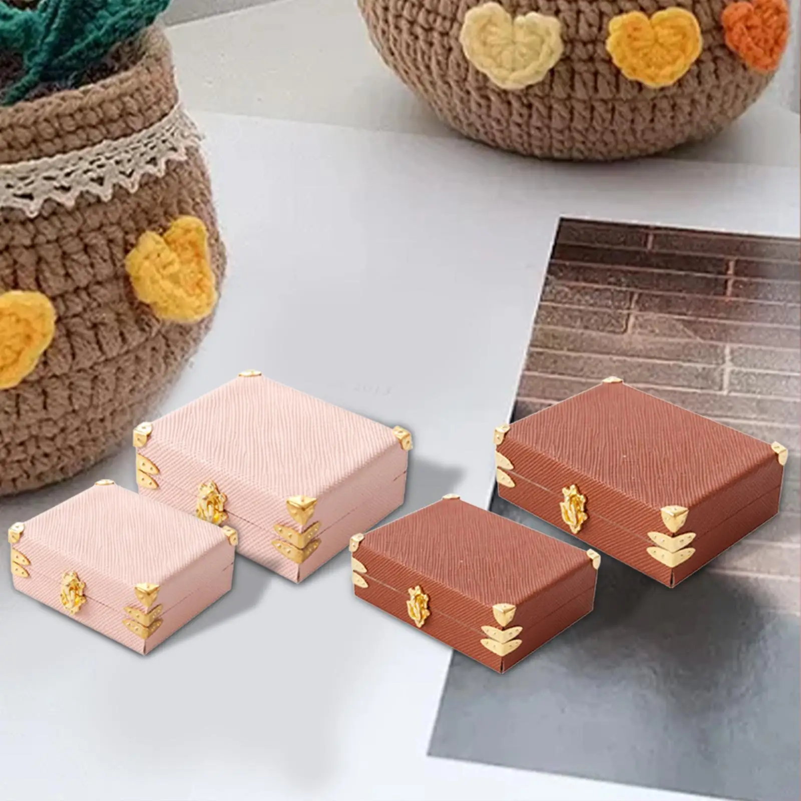 Mini maletas de equipaje, accesorios para muebles de muñecas, accesorios para Mini casa, decoración elegante, maleta en miniatura, juguete para accesorios de fotografía