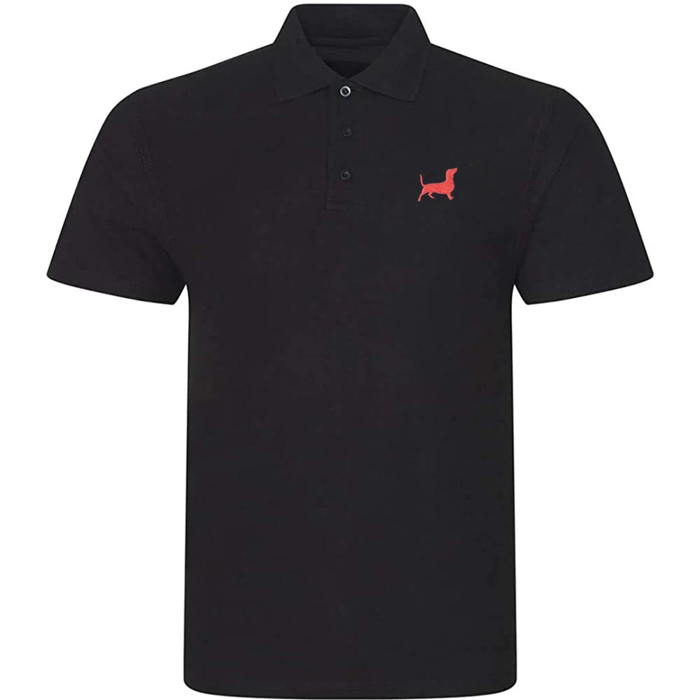 Lyprerazy Men's Casual Polo Shirt Dachshund Dog Embroidered Short Sleeve Golf Polo-Shirt