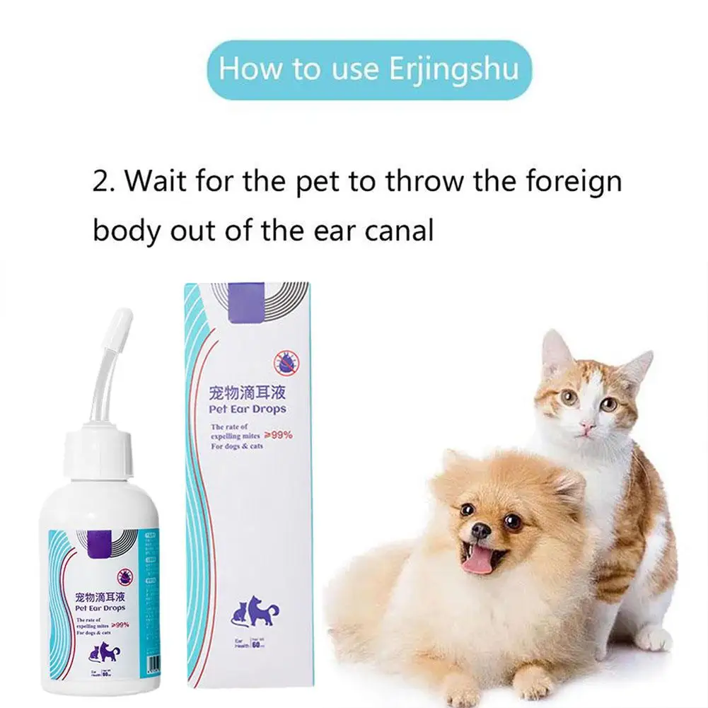 Pet Ear Cleaner Removes Ear Mites Fungus Cat Dog Dedicated Relieve Itching Ear Anti-Inflammatory Cleansing Ear Drops U0V6