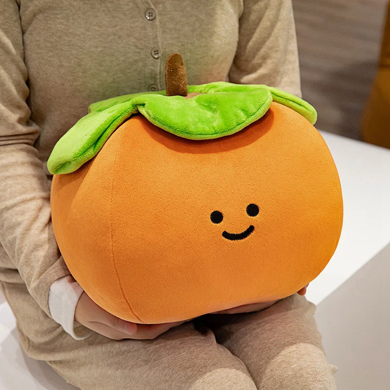 Emotion Fruit Plush Pillow Stuffed Plant Soft Persimmon Pear Tomato Orange Apple Plushie Back Support Cushion Decor Gift