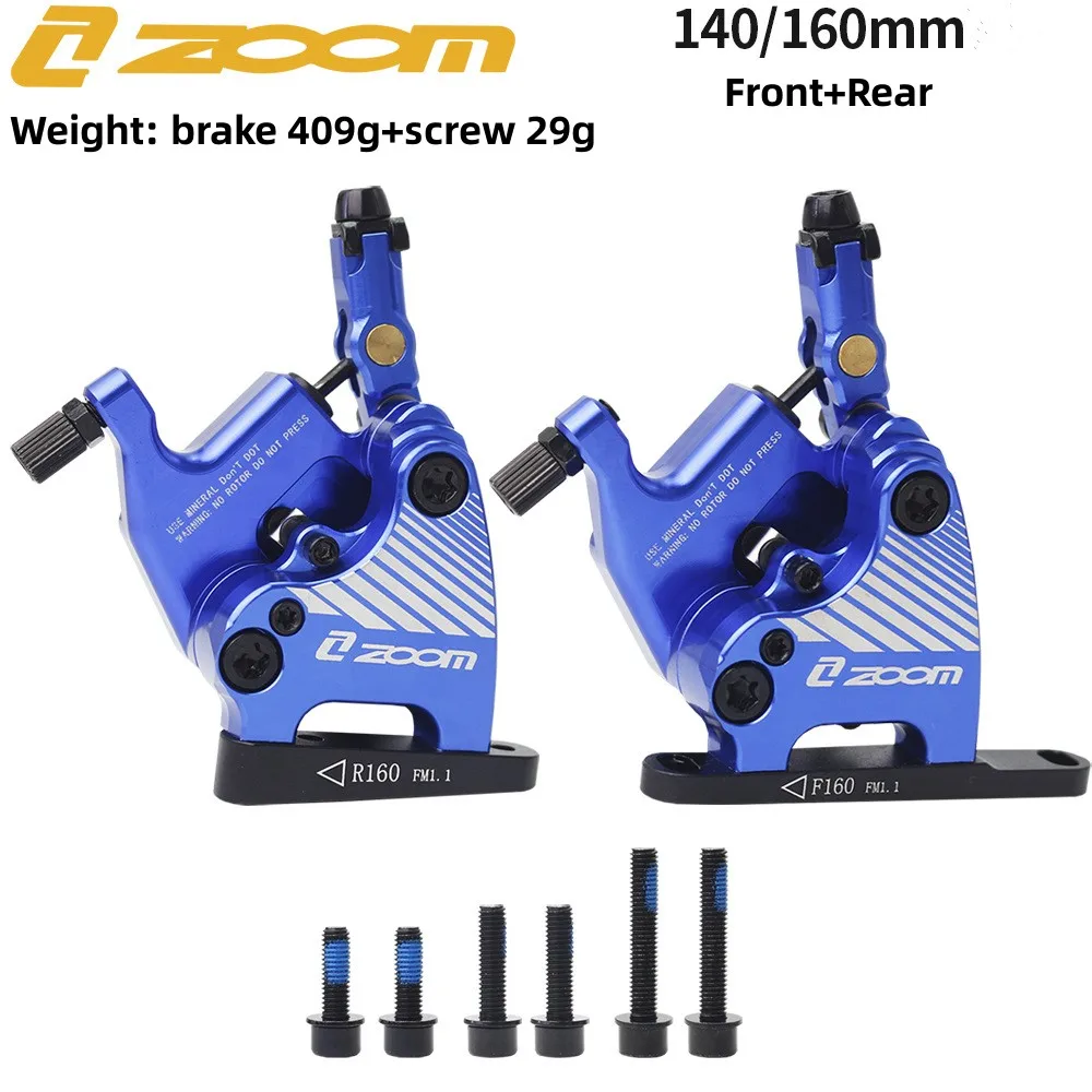 ZOOM Hydraulic Disc Brake Road Bike 140/160mm Rotor Caliper CNC Ultralight Oil Pressure Disc Calipers Mineral Oil Brake Bicycle