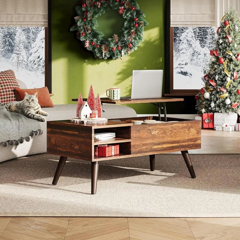 

Lift Top Coffee Table for Living Room,Small Coffee Table with Storage, Adjustable Shelf and Storage Compartment