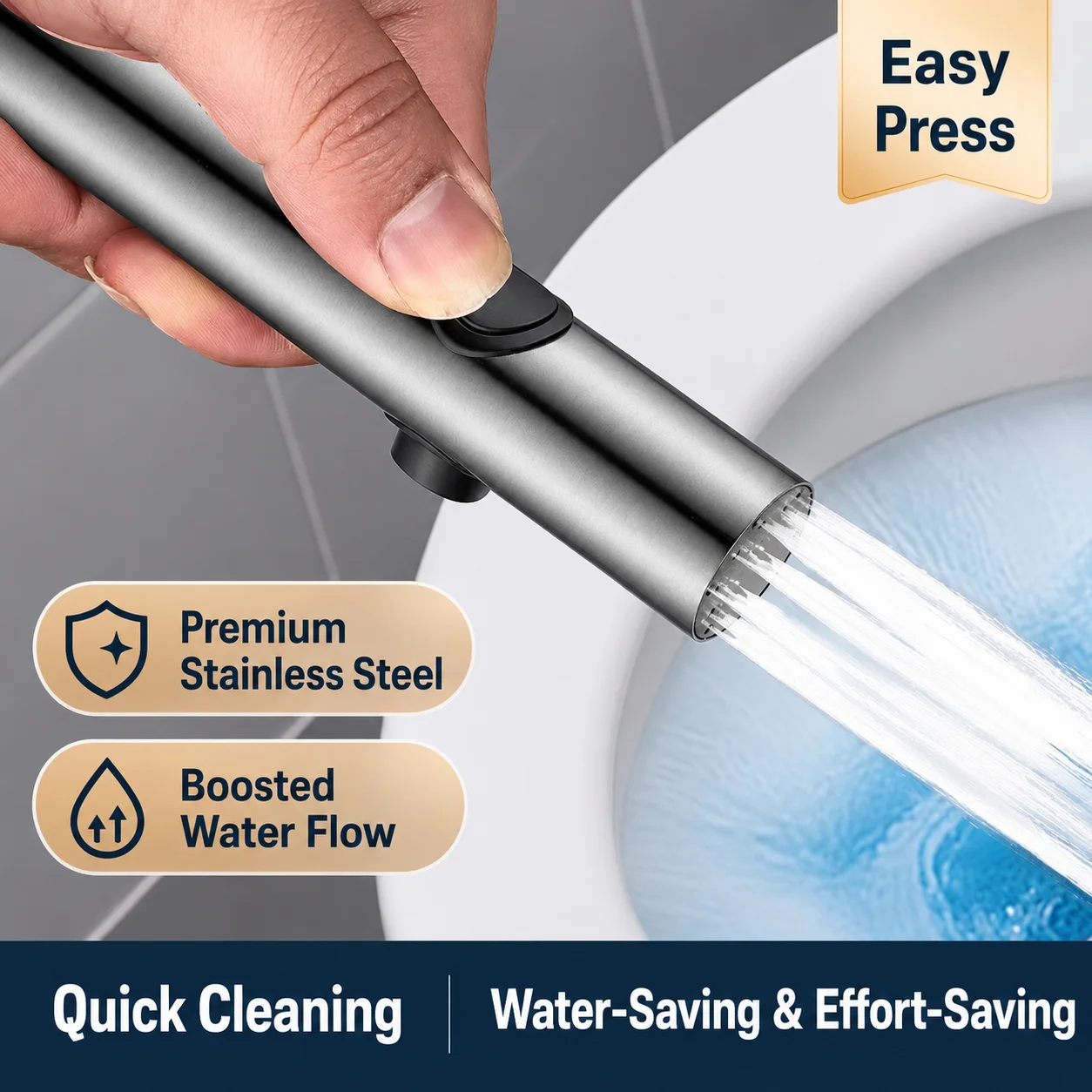 High Pressure Bidet Sprayer Set For Toilet  Stainless Steel Handheld Shattaf Bidet Tap With Retractable Spring Hose G1/2