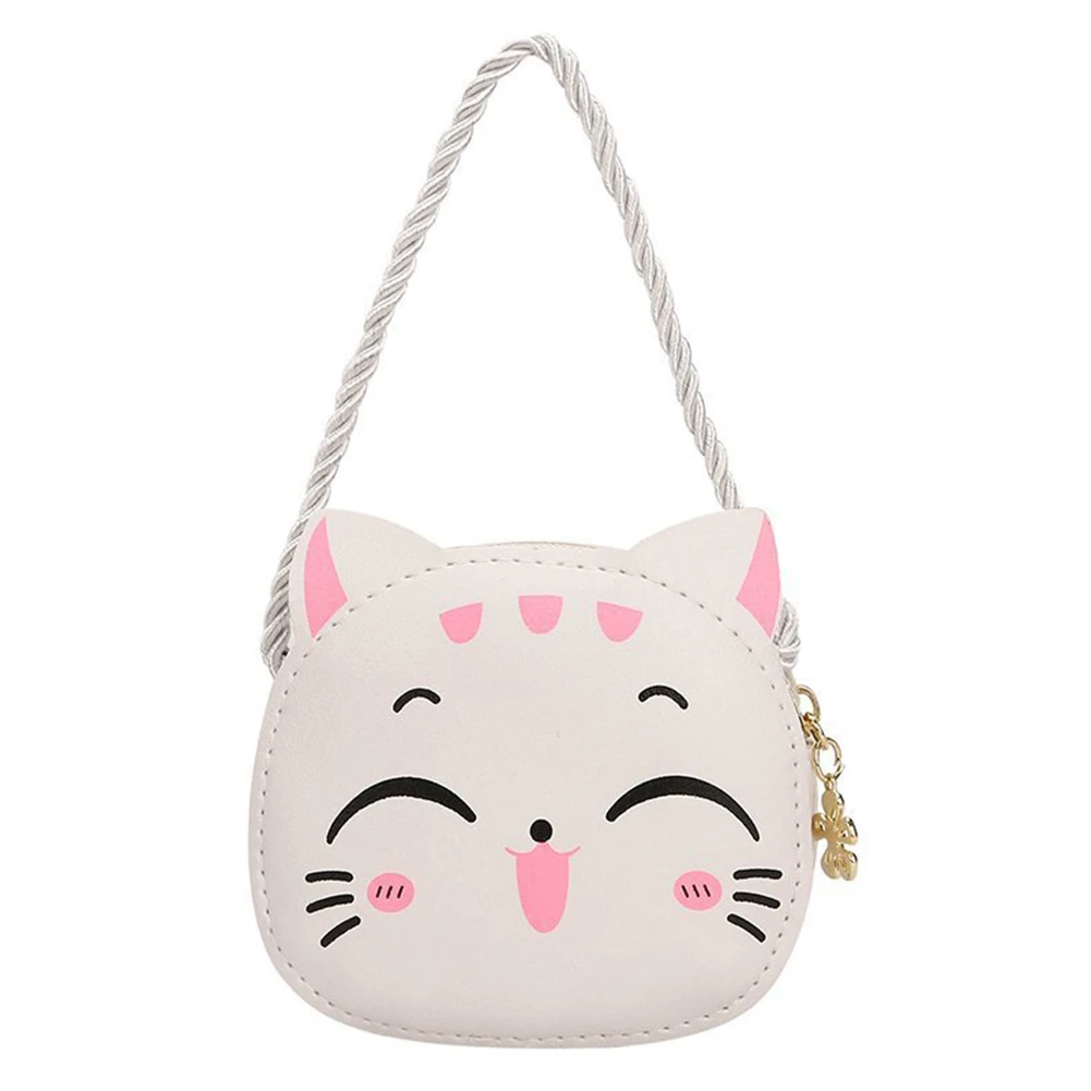 Bolso de mano pequeño y compacto para niñas, bolsa de hombro con diseño de gato de dibujos animados, estilo Kawaii, para uso diario