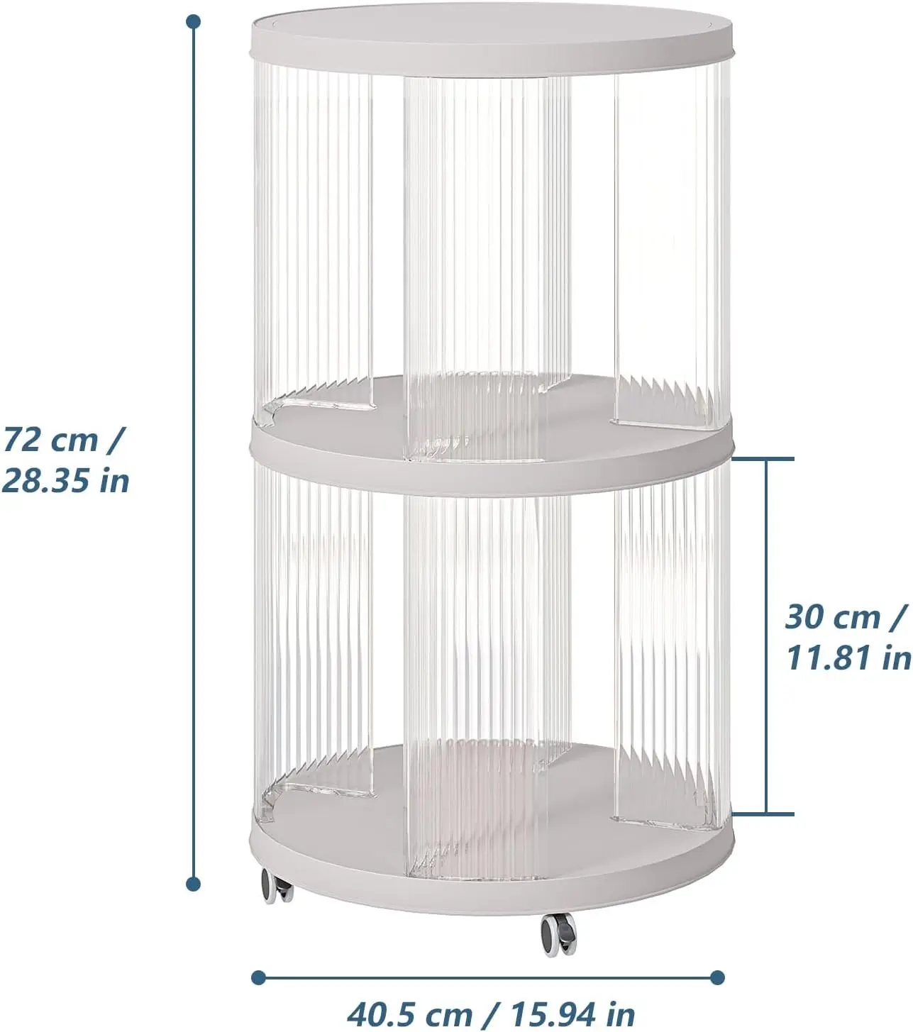 Rotating Bookshelf Tower, 360°Display Spinning Bookcase, 2 Tiers Moveable White Small Corner Bookcase Suitable For Bedrooms,