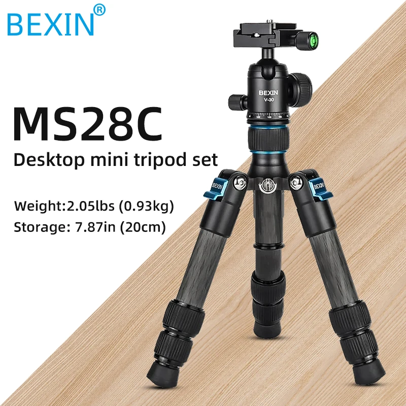 Mini Carbon Fiber Tripod Compact Lightweight Portable Tabletop Tripods with Ball Head Max Load 8kg Tripod for Phone DSLR Camera