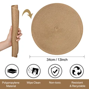 Set of 6 braided round placemats, 34cm, dining table carpets, Christmas, Halloween, fabrics, washable, non -slip 8 Main sales rug Christmas - №3