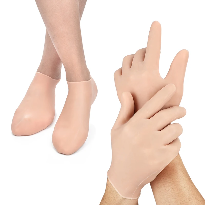 1 Pair Feet & Hand Care Socks Gloves Moisturizing Silicone Socks Foot Skin Care Hand Protector Anti-Crack Spa Home Use