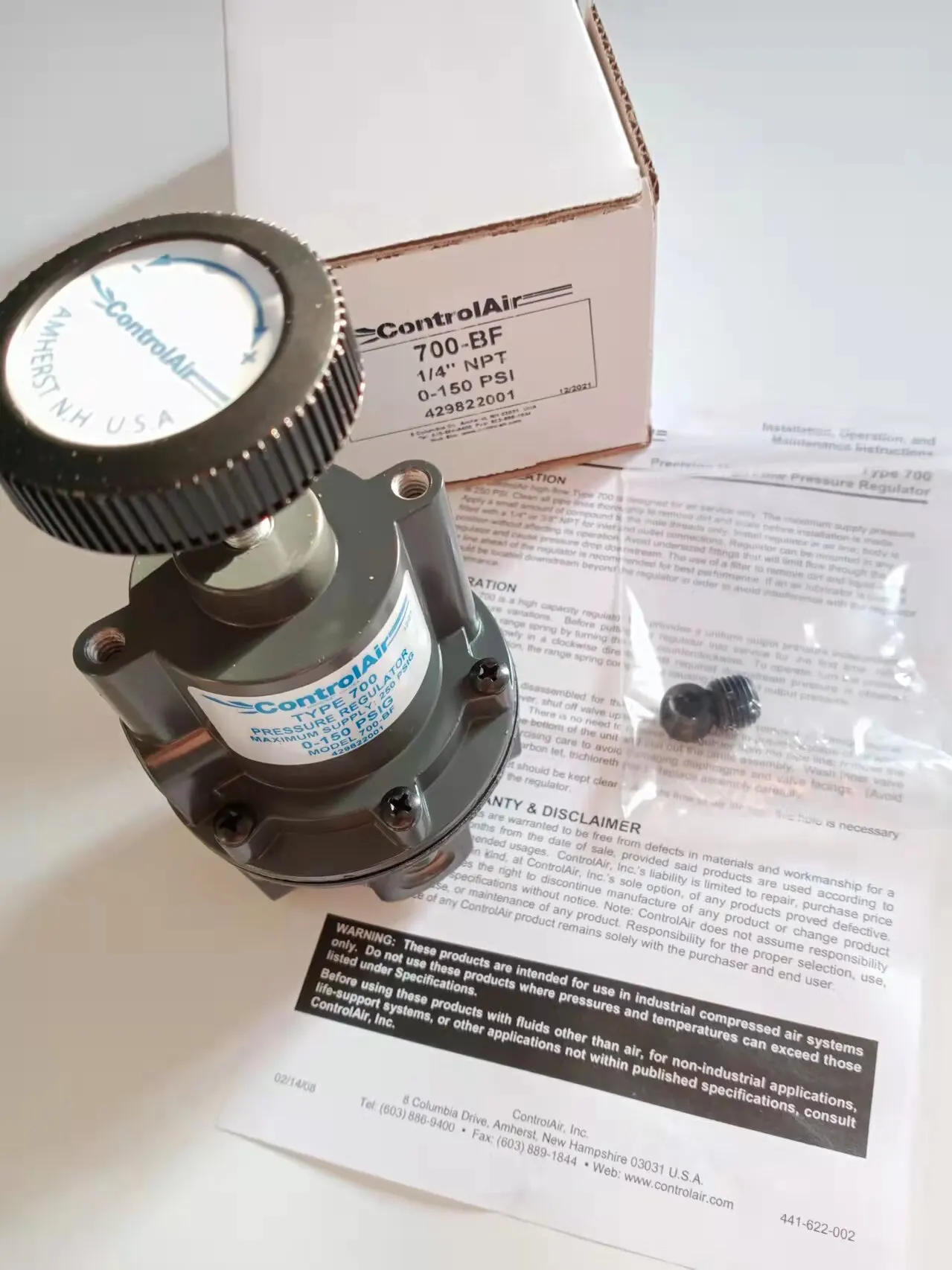 

CONTROLAIR American Kangqitong Pressure Regulator 700-BF can replace Fairchild10262 Mas 70