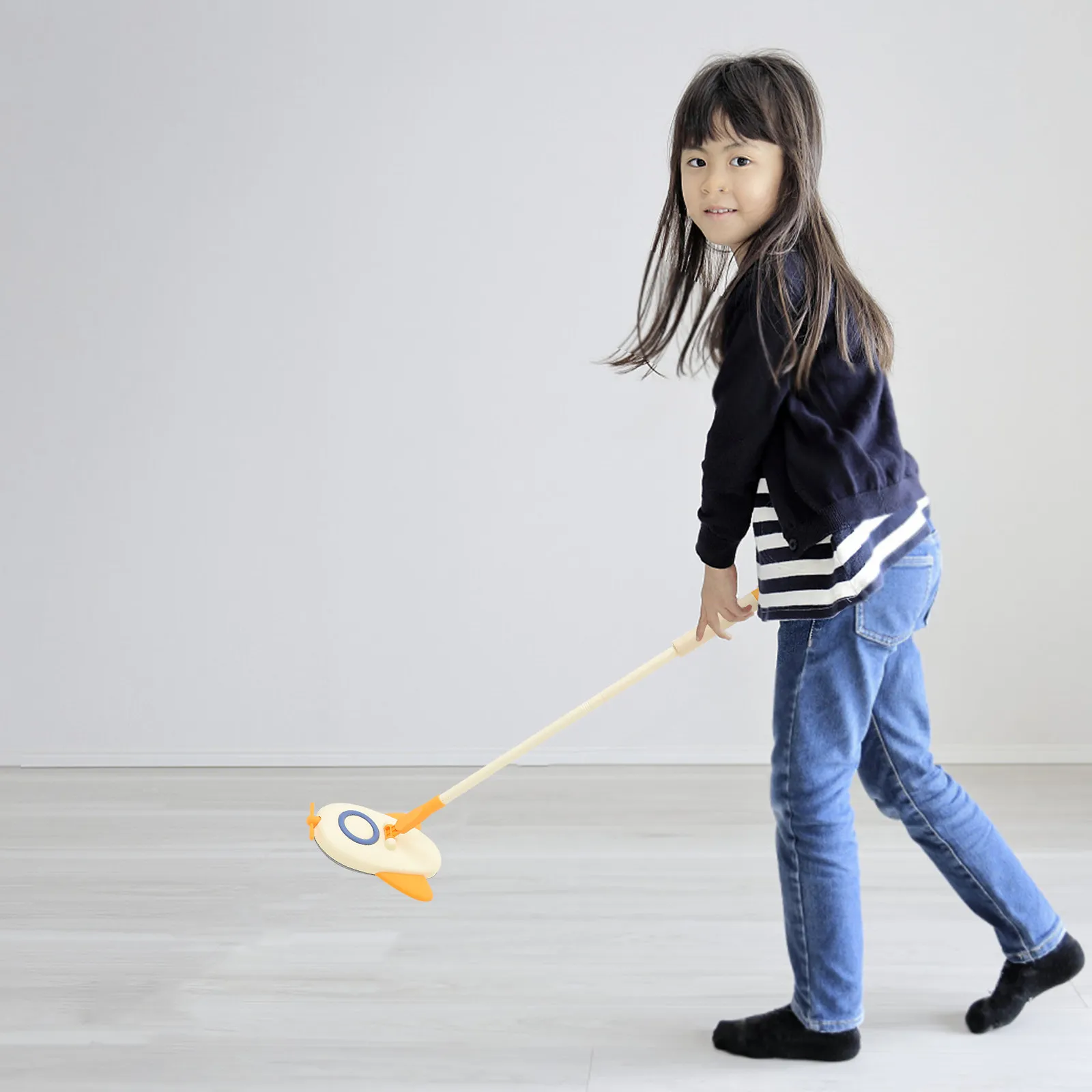 

Mini Kids Mop Plane Shaped Cartoon Cleaning Tool for Toddler Housekeeping Practice Educational Play Pretend Sweep Set