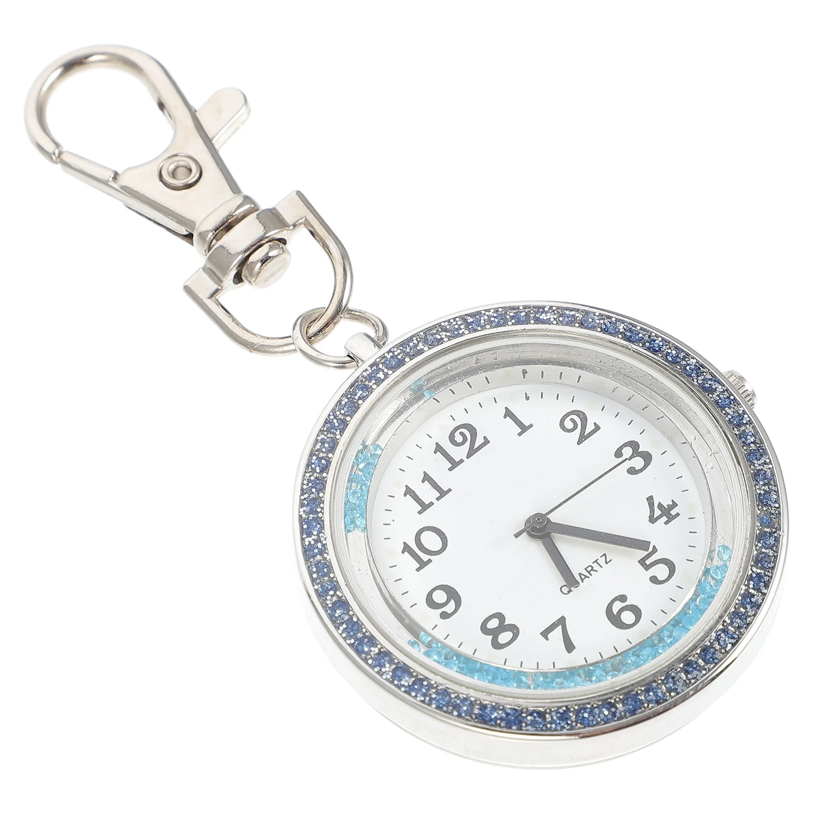 

1Pcs Shiny Rhinestone Pocket Watch Lightweight Hanging Watch Key Ring Quartz Timepiece Portable Nurse Doctor Student Gift