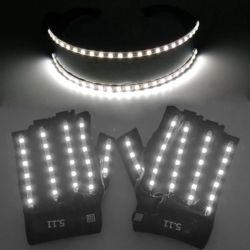 

Светящийся набор для танцевальной сцены, DJ-бар, реквизит для поддержки, светодиодные футуристические солдатские очки, мигающие перчатки Росомахи, очки для роботов