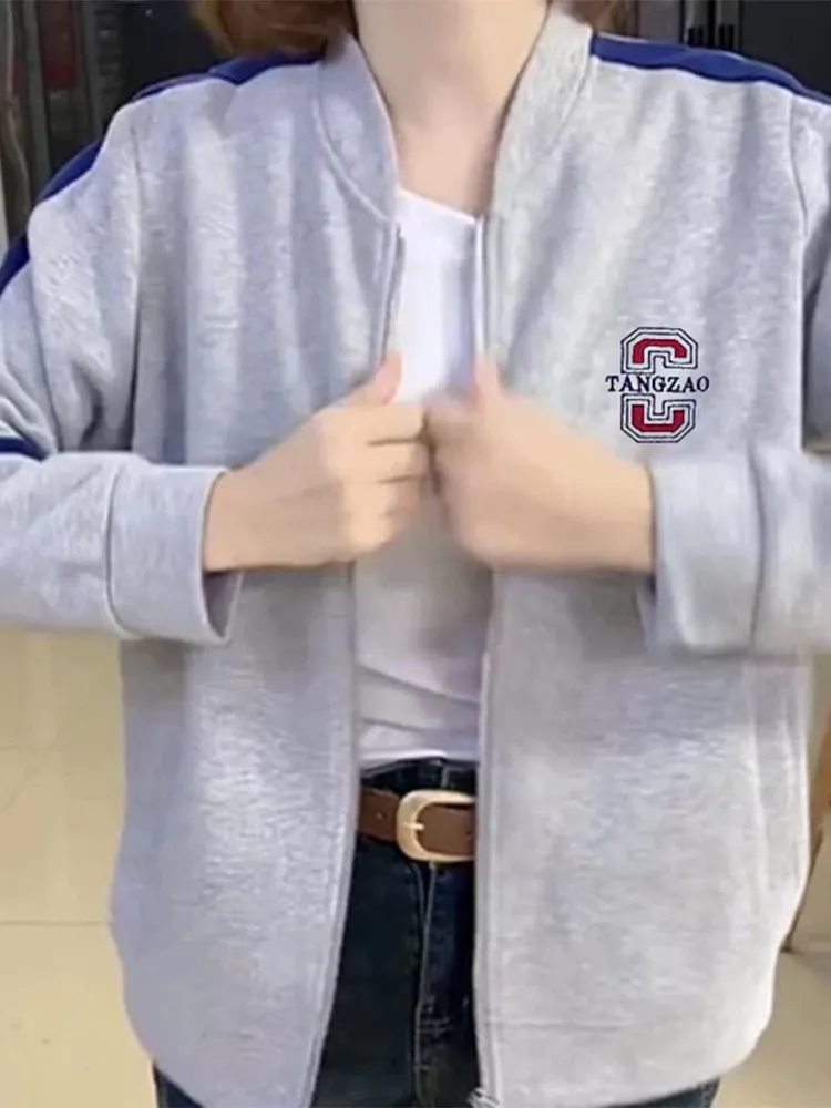 

Ladies ort Baseball Jaet 2026 Spring Autumn Casual Sportswear Top Zipper Loose Fit Versatile Sle Premium Feeling