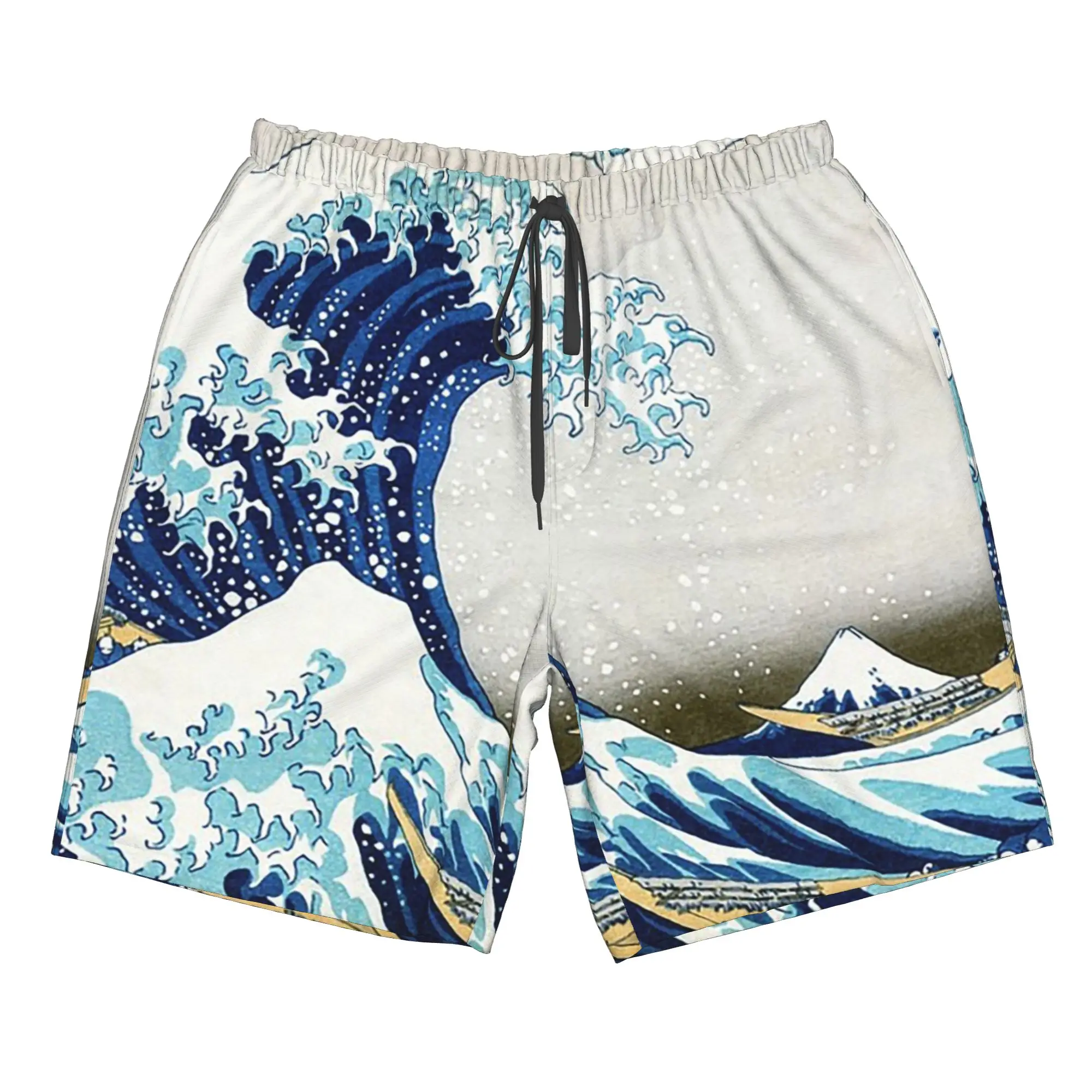Kanagawa Surfing Ukiyo-E Wave Print Trunks Beach Board Shorts Casual Quick Dry Swim Summer Men Pants