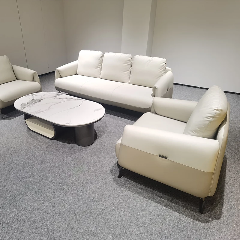 Office Furniture Sectional Sofa Commercial Room Reception Sofa Classic Leather Couch Lounge Modern Luxury Office Sofa Set