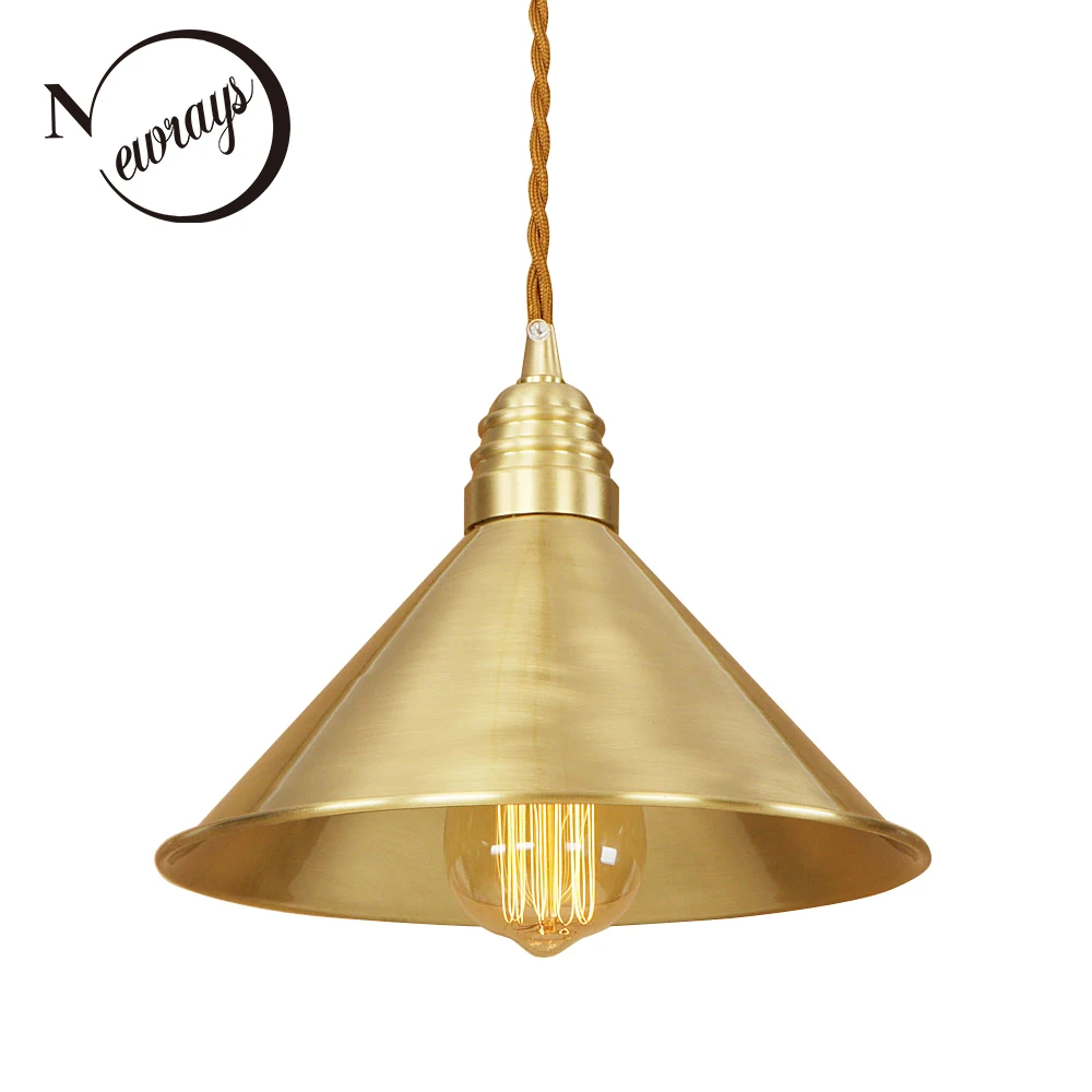

Loft Industrial Pure Copper Vintage Lamp Adjust Cord Hanging Pendant Lights For Kitchen Living Room Bedroom Bar