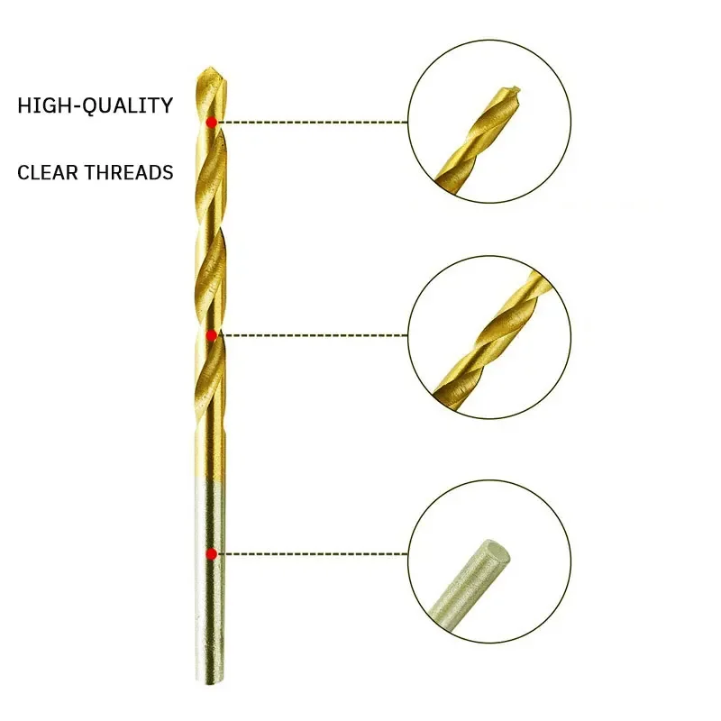 

Titanium Plated Straight Shank Twist Drill High Quality Mini Twist Drill Set Hand Tool 1mm to 3mm One Set of 50PCS