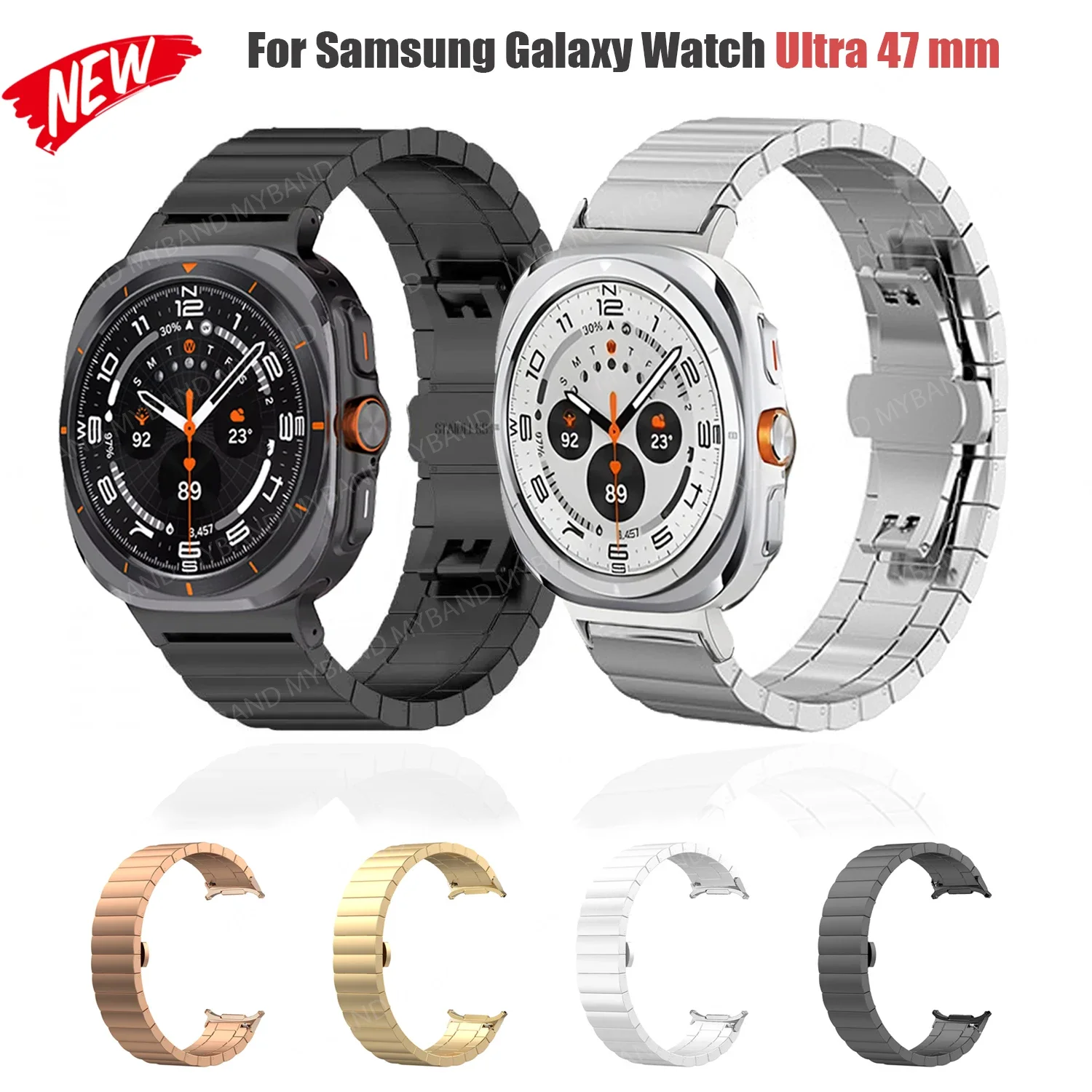 

Поп-ремешок из нержавеющей стали для Samsung Galaxy Watch Ultra 47 мм LTE Band без зазоров, быстросъемный браслет для SAMSUNG GALAXY ULTRA 47 Co