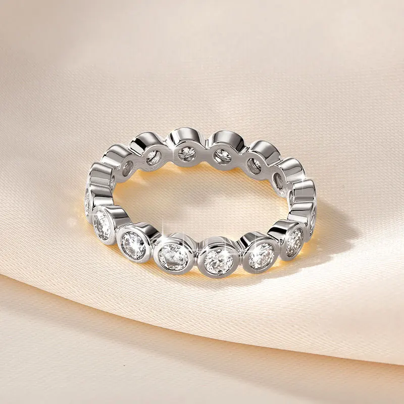 Lnkry 3 mm großer Moissanit-Ewigkeitsring mit GRA-Zertifikat für Damen, 14 Karat Gold gefüllte Ringe, exquisites Schmuckgeschenk – Detail 11