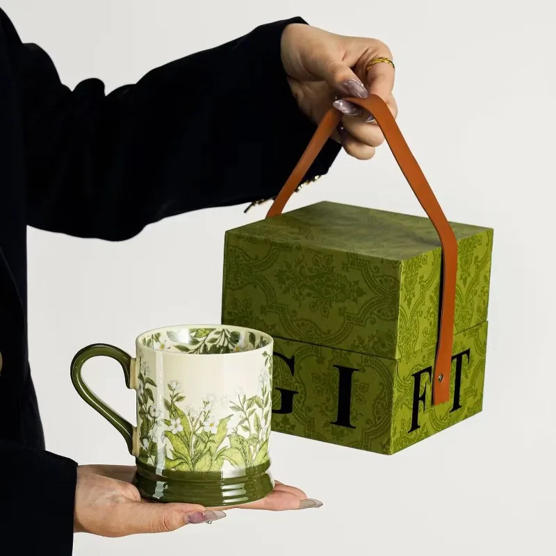 High-value ins style mug design lily of the valley flower blooming cup ceramic water cup home office coffee cup