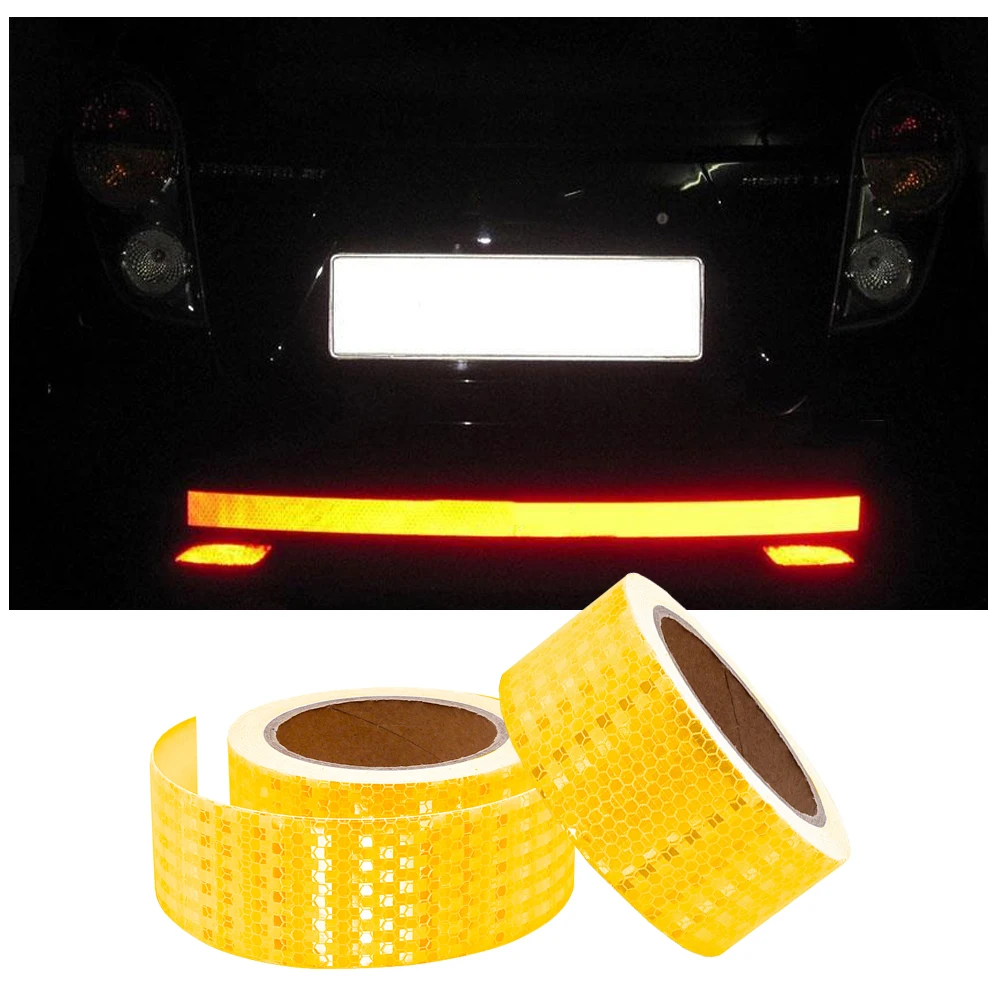 5CM*9M Reflective Tape PVC Car Safety Warning Sticker Reflector Protective Tape Strip Film Self-adhesive Auto Sticker Waterproof